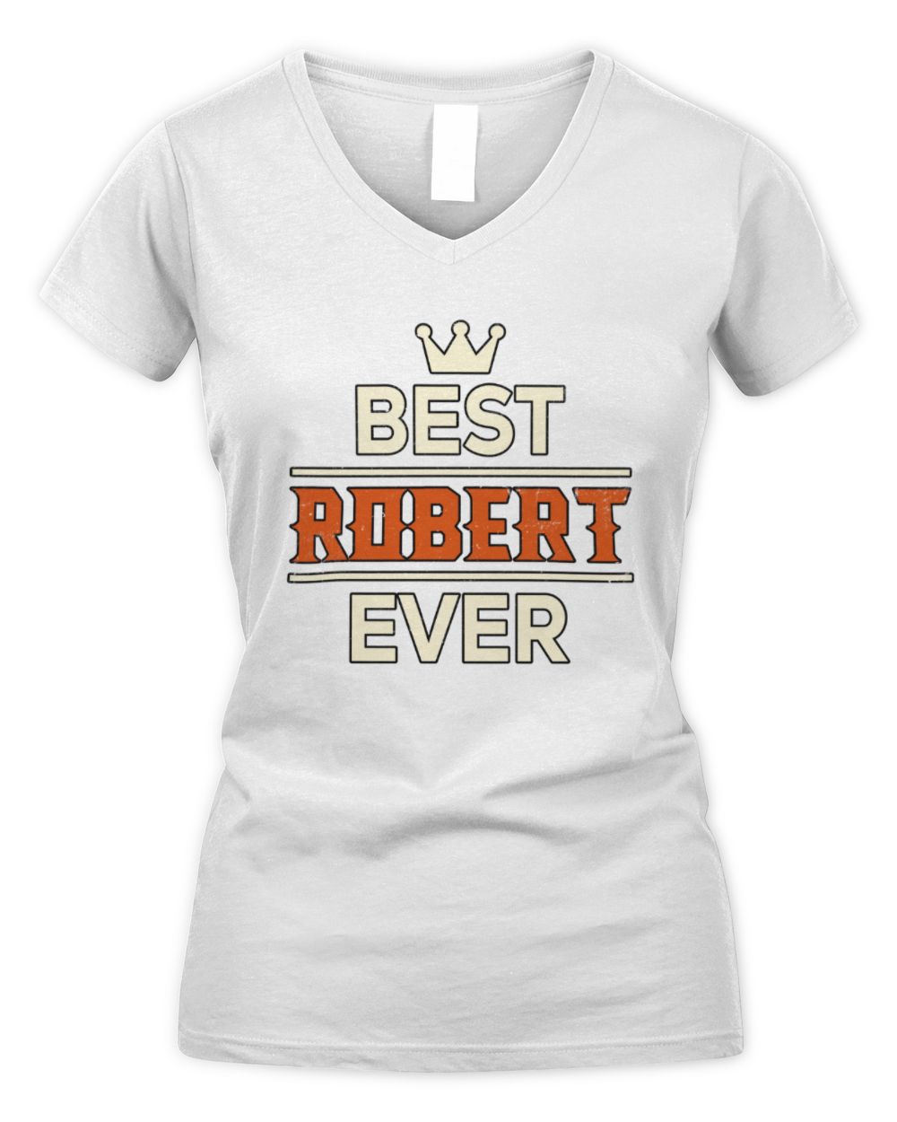 Best Your Name With Crown Shirt ROBERT M1-59 / Women's V-Neck T-Shirt / white