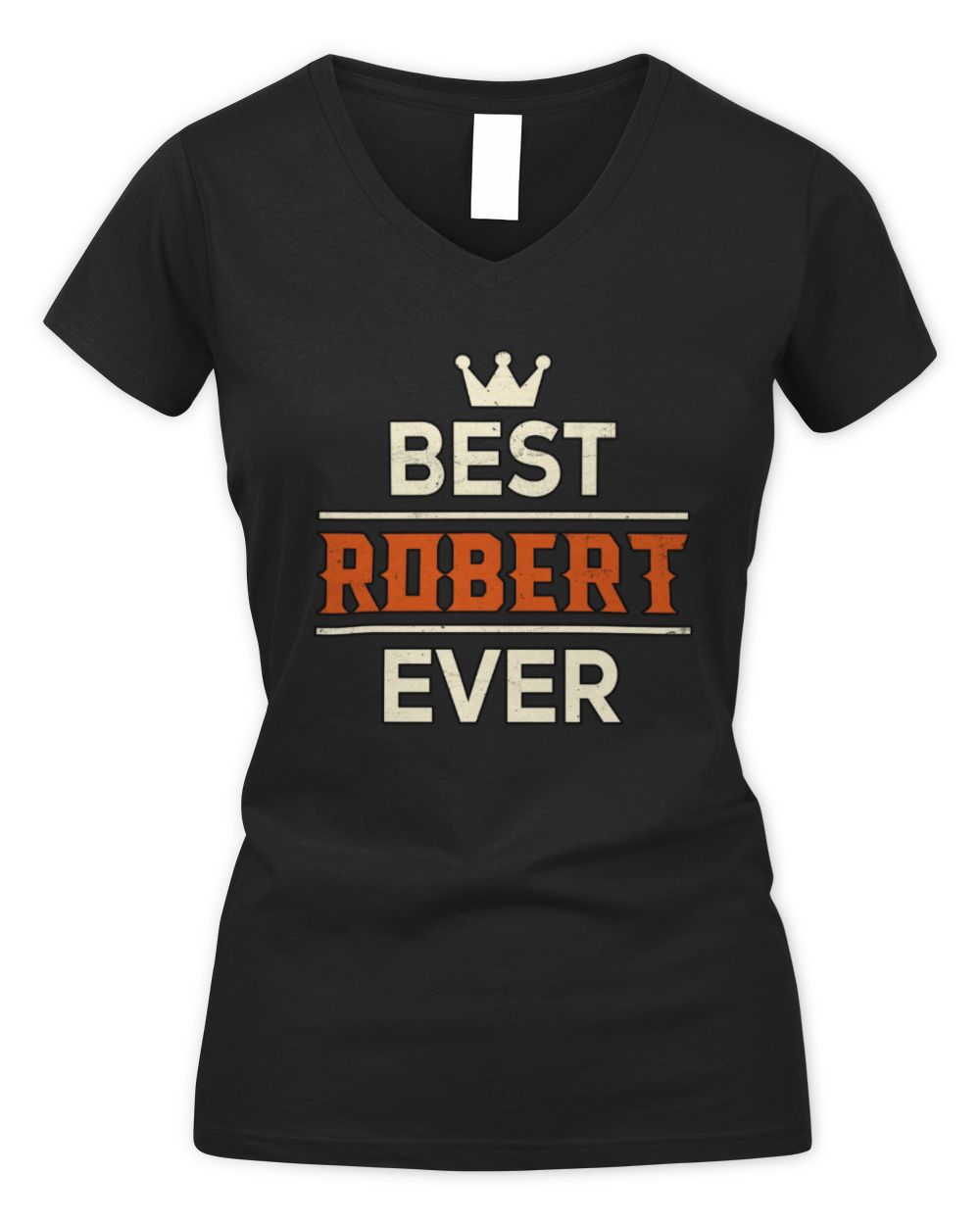 Best Your Name With Crown Shirt ROBERT M1-59 / Women's V-Neck T-Shirt / black