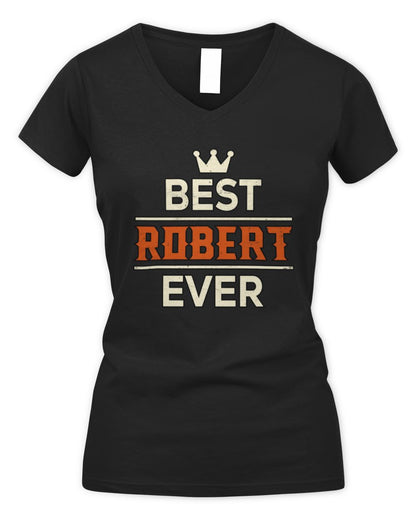 Best Your Name With Crown Shirt ROBERT M1-59 / Women's V-Neck T-Shirt / black