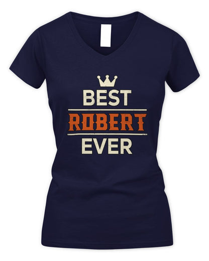 Best Your Name With Crown Shirt ROBERT M1-59 / Women's V-Neck T-Shirt / navy