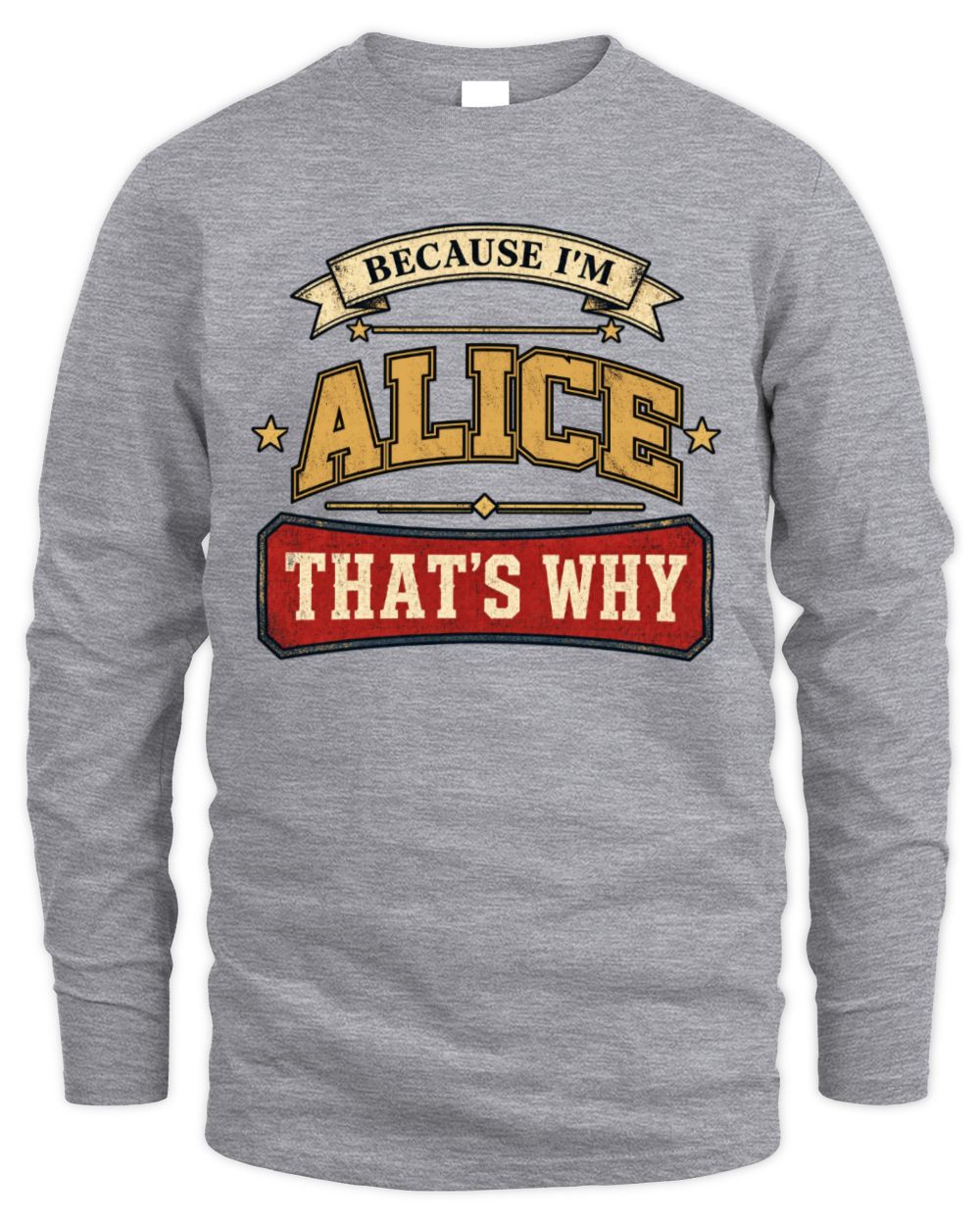 Because I'm Name That's Why Americana T-Shirt ALICE M1-S88 / Men's Long Sleeved T-Shirt / sport grey