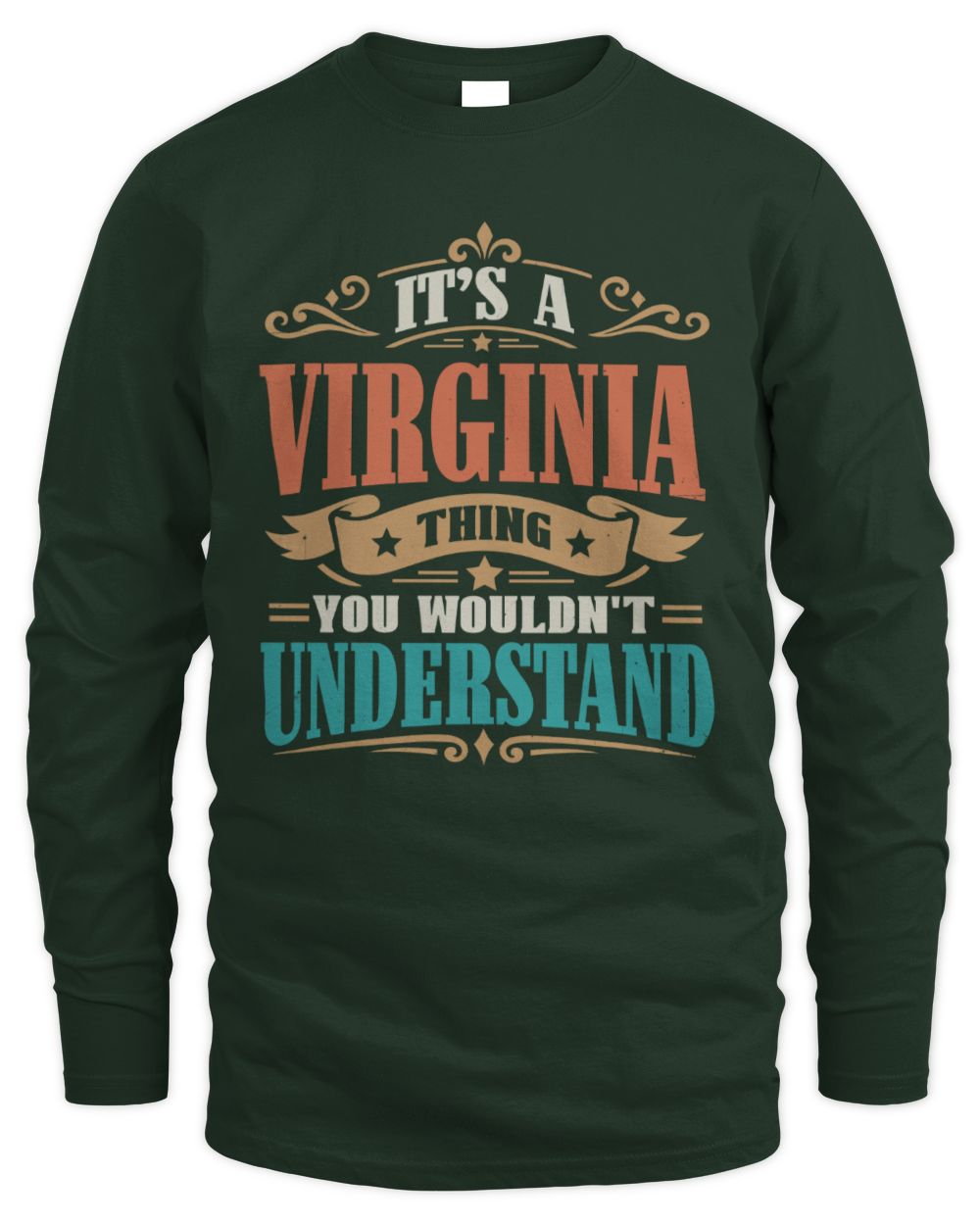 It’s a Name Thing Personalized Retro T-Shirt VIRGINIA M1-47 / Men's Long Sleeved T-Shirt / forest green