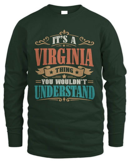 It’s a Name Thing Personalized Retro T-Shirt VIRGINIA M1-47 / Men's Long Sleeved T-Shirt / forest green