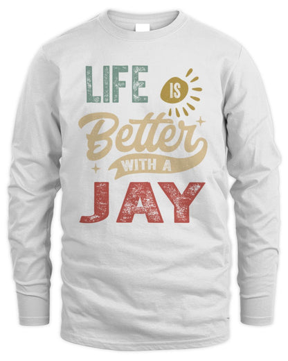 Life Is Better With a Name Personalized Retro T-Shirt JAY-48 / Men's Long Sleeved T-Shirt / white