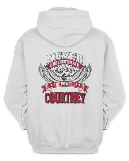 Never Underestimate Your Name Eagle Mountain Shirt COURTNEY M1-61 / Unisex Hoodie / white