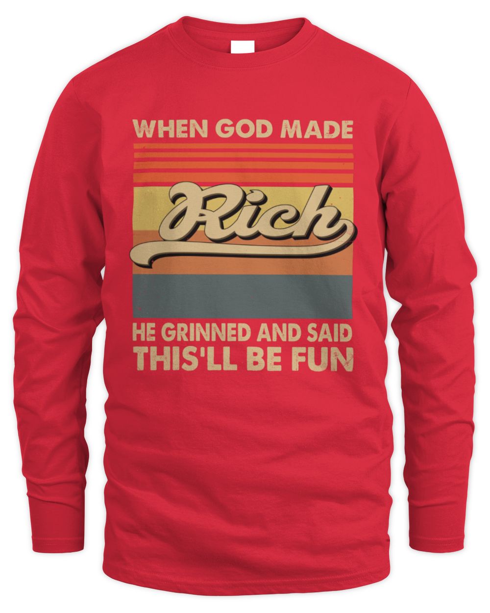 When God Made Your Name He Grinned Vintage T-Shirt RICH M1-55 / Men's Long Sleeved T-Shirt / red