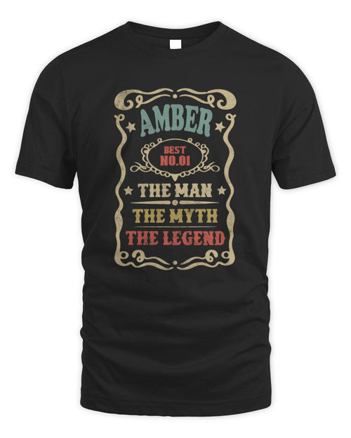 The Man The Myth The Legend Vintage Gold Wine Shirt AMBER M1-52 / Unisex Standard T-Shirt / black