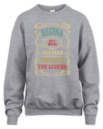 The Man The Myth The Legend Vintage Gold Wine Shirt REGINA M1-52 / Unisex Sweatshirt / sport grey