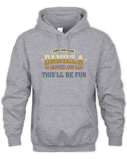 When God Made Your Name Funny Heritage T-Shirt DANIELA M1-80 / Unisex Hoodie / sport grey