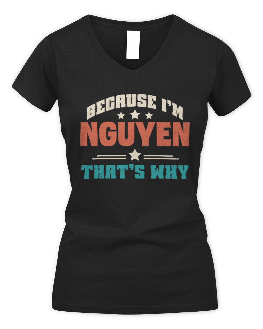 Because I'm Name That's Why Personalized Retro Shirt NGUYEN-49 / Women's V-Neck T-Shirt / black