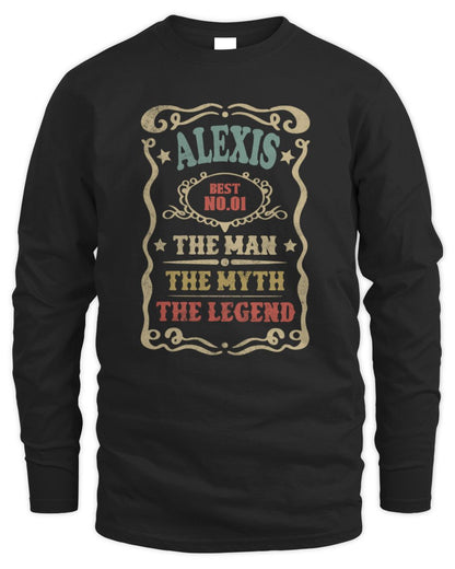 The Man The Myth The Legend Vintage Gold Wine Shirt ALEXIS M1-52 / Men's Long Sleeved T-Shirt / black