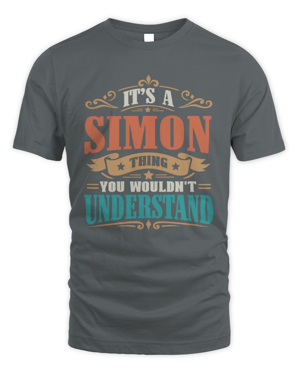 It’s a Name Thing Personalized Retro T-Shirt SIMON M1-47 / Unisex Standard T-Shirt / charcoal