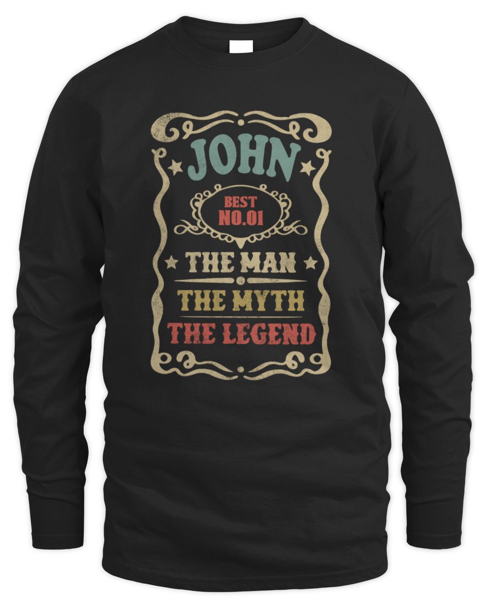 The Man The Myth The Legend Vintage Gold Wine Shirt JOHN M1-52 / Men's Long Sleeved T-Shirt / black