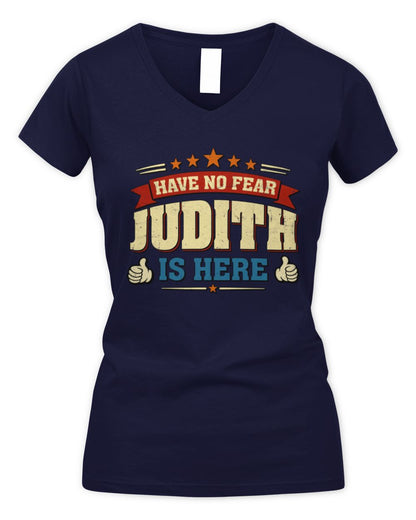 Have No Fear Your Name Is Here Cool Graphic T-Shirt JUDITH M1-71 / Women's V-Neck T-Shirt / navy