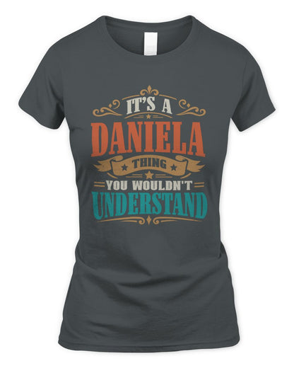 It’s a Name Thing Personalized Retro T-Shirt DANIELA M1-47 / Women's Standard T-Shirt / charcoal