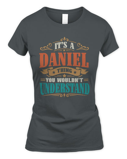 It’s a Name Thing Personalized Retro T-Shirt DANIEL M1-47 / Women's Standard T-Shirt / charcoal