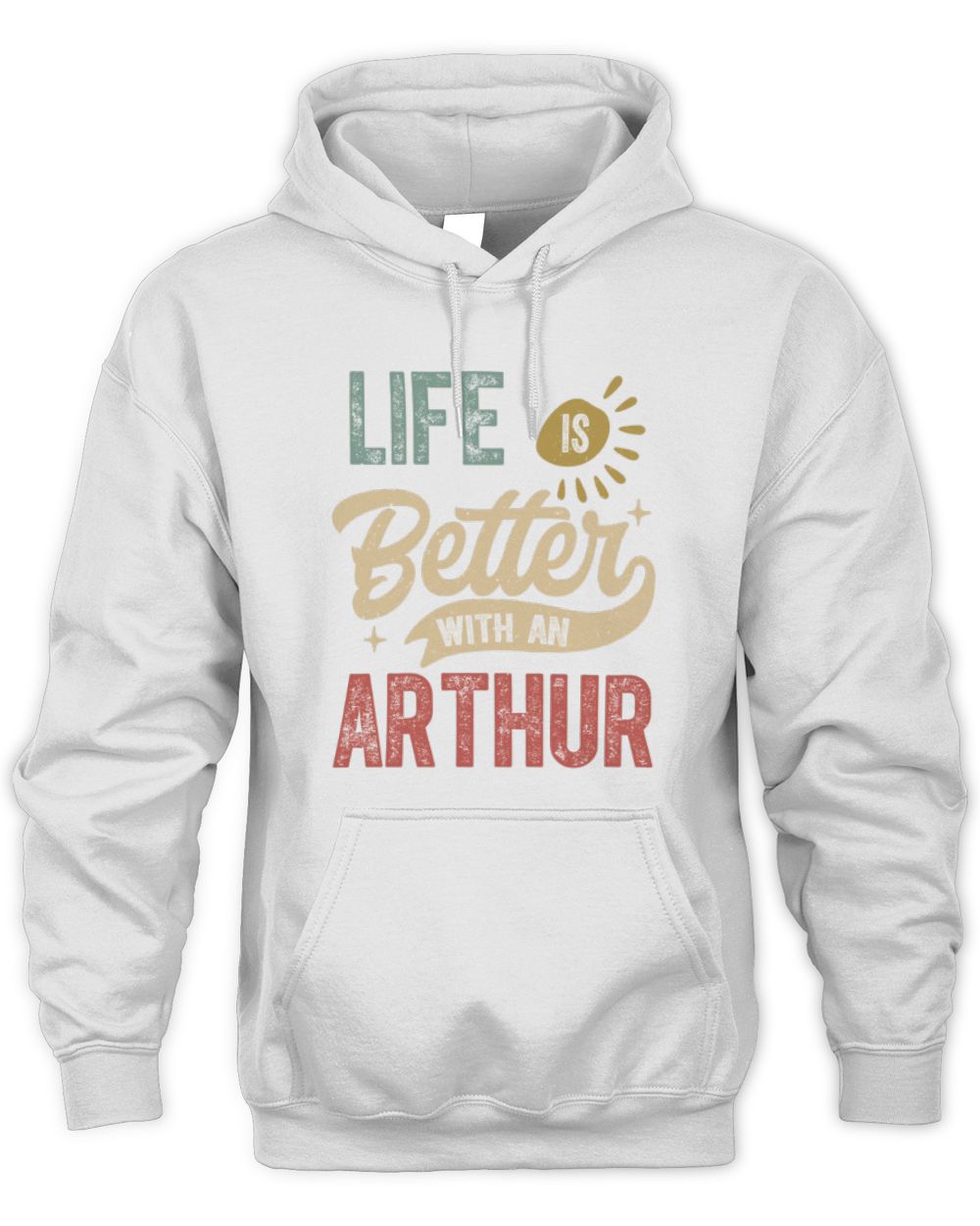 Life Is Better With a Name Personalized Retro T-Shirt ARTHUR-48 / Unisex Hoodie / white