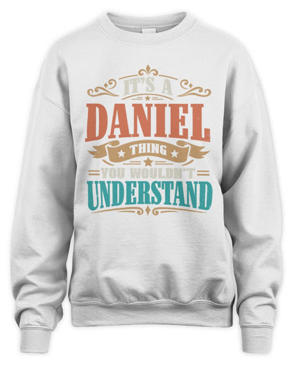 It’s a Name Thing Personalized Retro T-Shirt DANIEL M1-47 / Unisex Sweatshirt / white