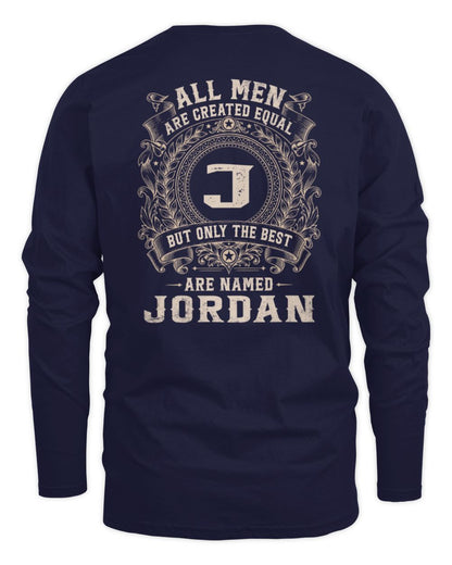 All Men Are Created Equal Cool Logo Shirt JORDAN M1-60 / Men's Long Sleeved T-Shirt / navy