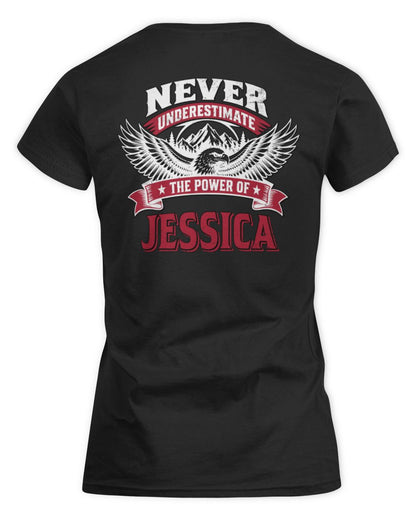 Never Underestimate Your Name Eagle Mountain Shirt JESSICA M1-61 / Women's Standard T-Shirt / black
