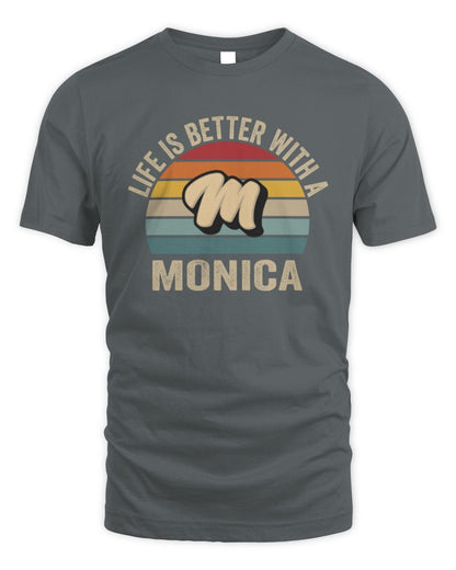 Life Is Better with Name Vintage Sun Shirt MONICA M1-50 / Unisex Standard T-Shirt / charcoal