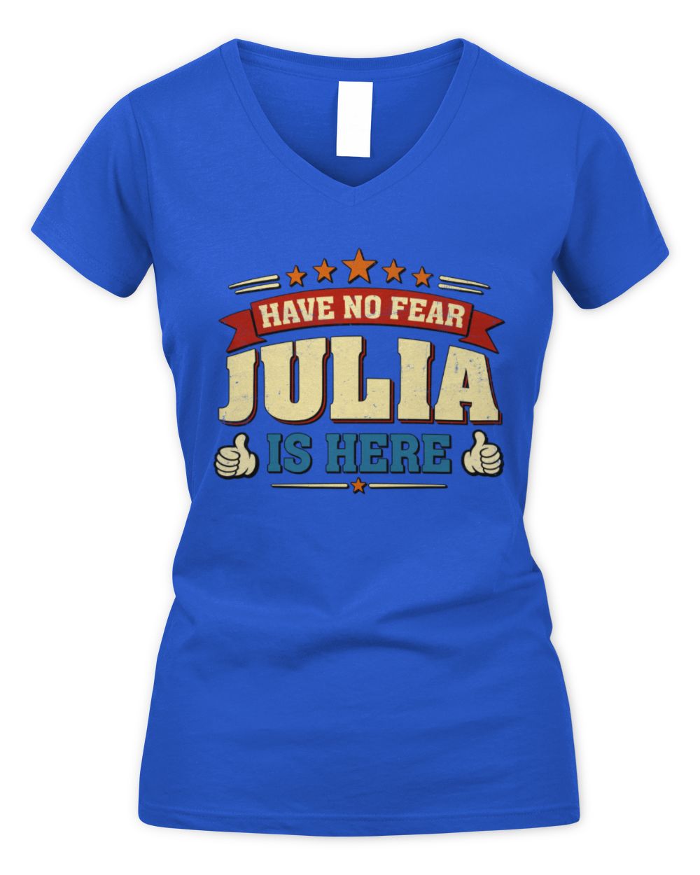 Have No Fear Your Name Is Here Cool Graphic T-Shirt JULIA M1-71 / Women's V-Neck T-Shirt / royal