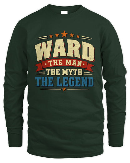 The Man The Myth The Legend Ribbon Vintage T-Shirt WARD M1-56 / Men's Long Sleeved T-Shirt / forest green
