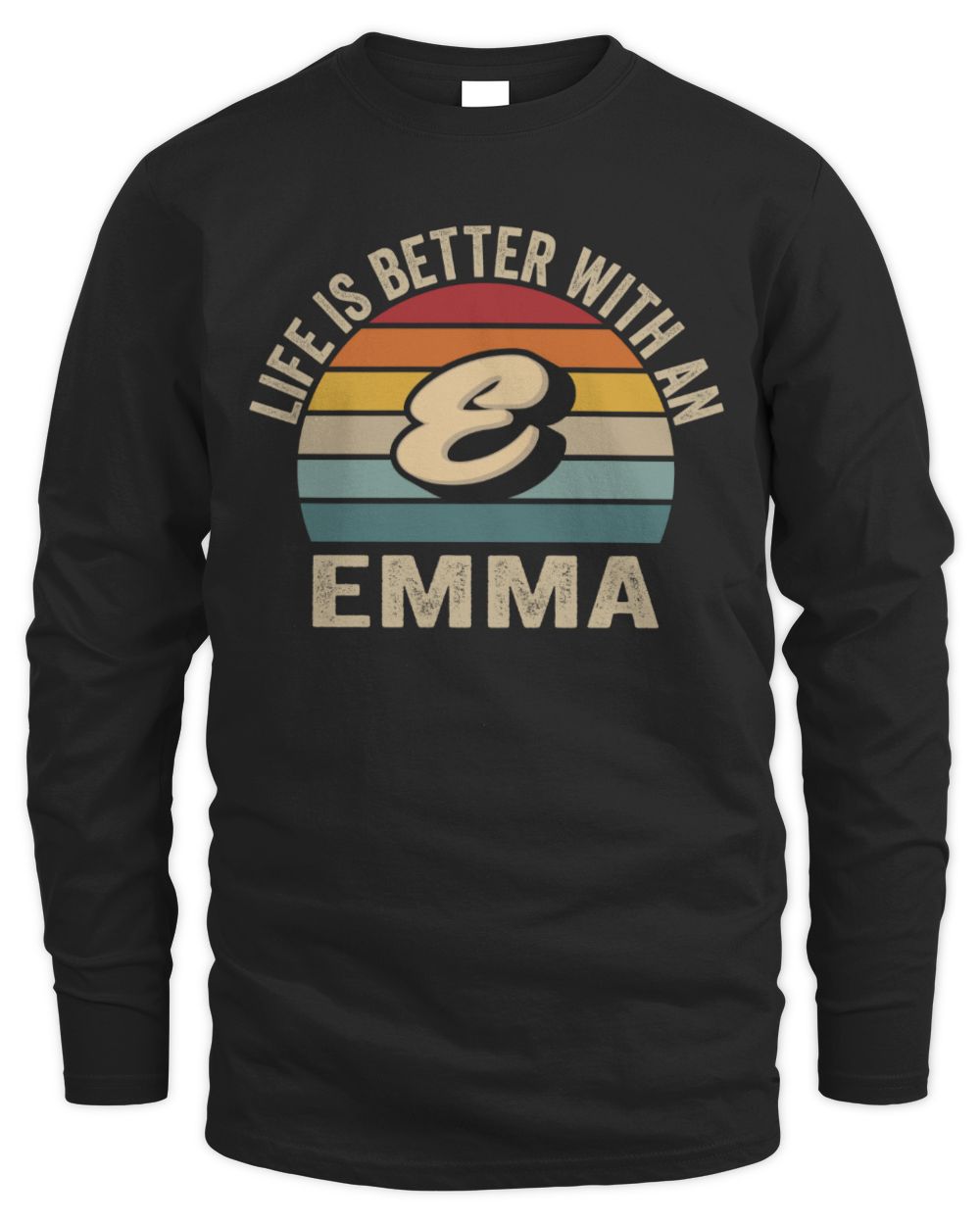 Life Is Better with Name Vintage Sun Shirt EMMA M1-50 / Men's Long Sleeved T-Shirt / black