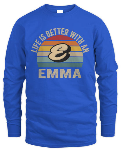 Life Is Better with Name Vintage Sun Shirt EMMA M1-50 / Men's Long Sleeved T-Shirt / royal