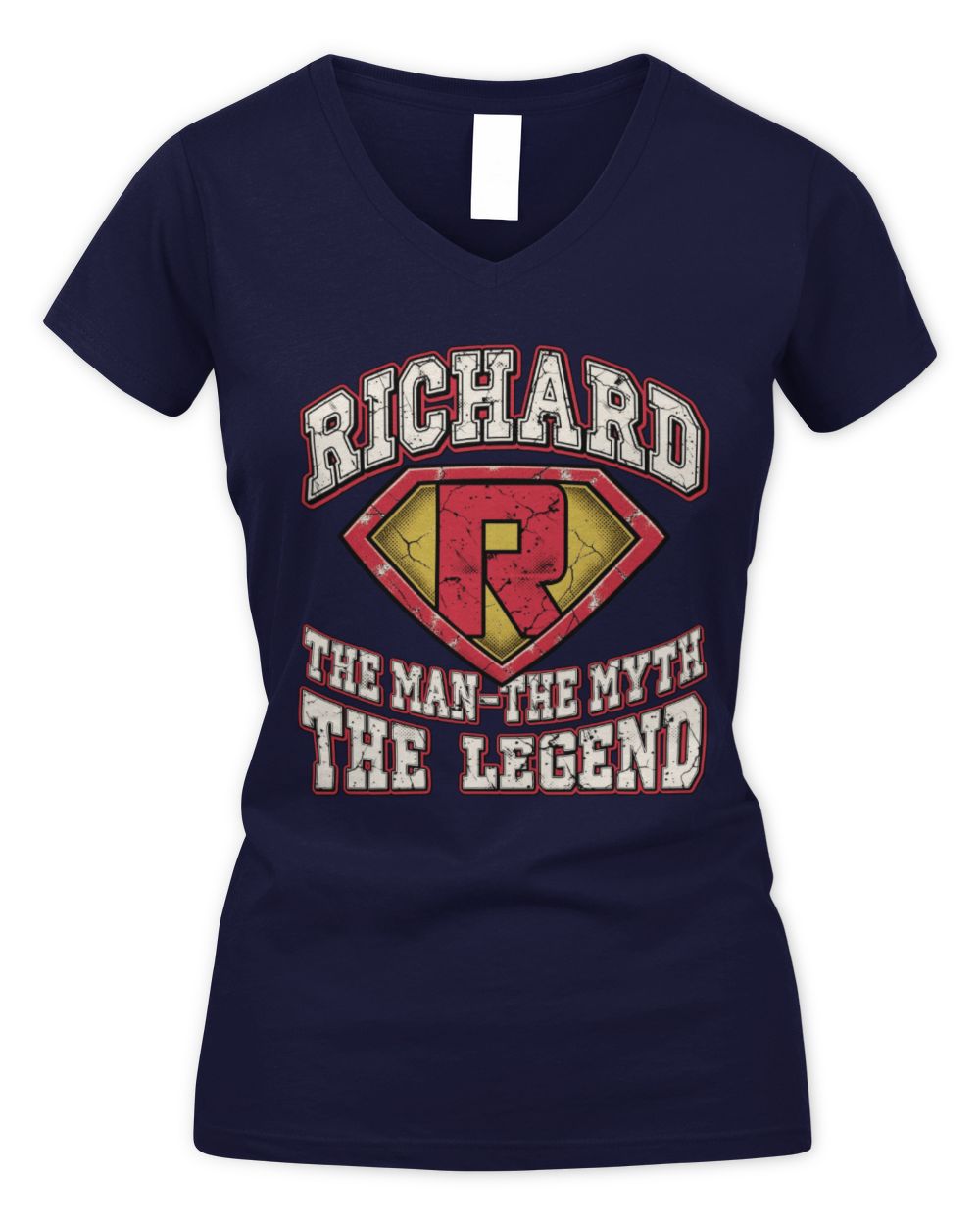 The Man The Myth The Legend Superman Graphic T-Shirt RICHARD M1-74 / Women's V-Neck T-Shirt / navy