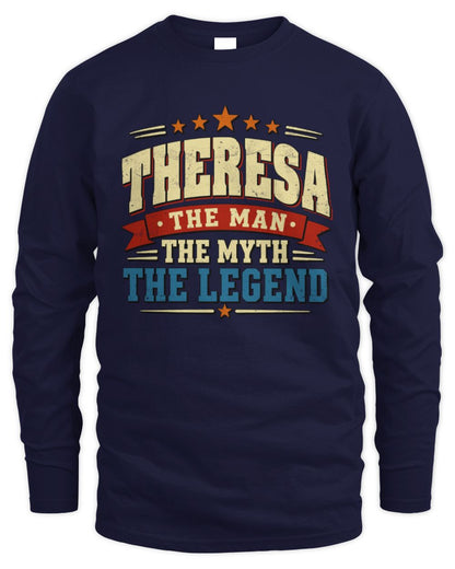 The Man The Myth The Legend Ribbon Vintage T-Shirt THERESA M1-56 / Men's Long Sleeved T-Shirt / navy