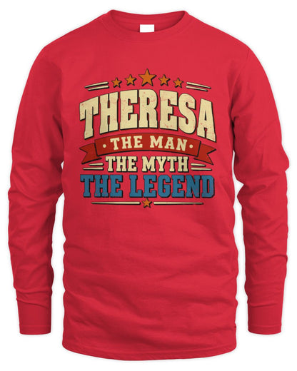 The Man The Myth The Legend Ribbon Vintage T-Shirt THERESA M1-56 / Men's Long Sleeved T-Shirt / red