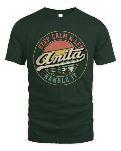 Keep Calm Let Your Name Handle It Retro T-Shirt ANITA M1-54 / Unisex Standard T-Shirt / forest green