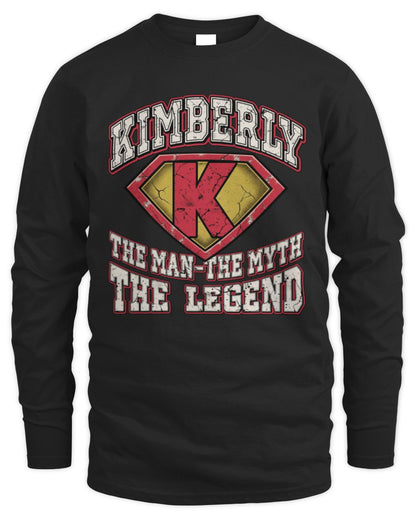 The Man The Myth The Legend Superman Graphic T-Shirt KIMBERLY M1-74 / Men's Long Sleeved T-Shirt / black