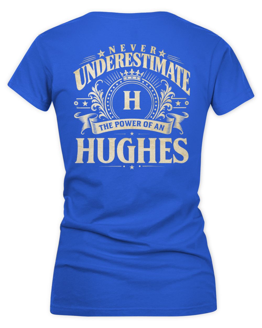 Never Underestimate Your Name Luxury Logo Shirt HUGHES M1-63 / Women's V-Neck T-Shirt / royal