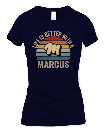 Life Is Better with Name Vintage Sun Shirt MARCUS M1-50 / Women's Standard T-Shirt / navy