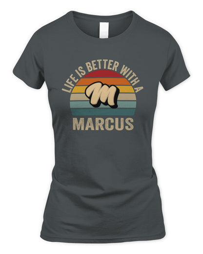Life Is Better with Name Vintage Sun Shirt MARCUS M1-50 / Women's Standard T-Shirt / charcoal