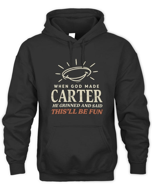 When God Made Your Name Funny Western T-Shirt T-Shirt CARTER M1-S82 / Unisex Hoodie / black