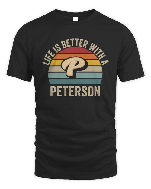 Life Is Better with Name Vintage Sun Shirt PETERSON M1-50 / Unisex Standard T-Shirt / black
