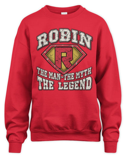 The Man The Myth The Legend Superman Graphic T-Shirt ROBIN M1-74 / Unisex Sweatshirt / red