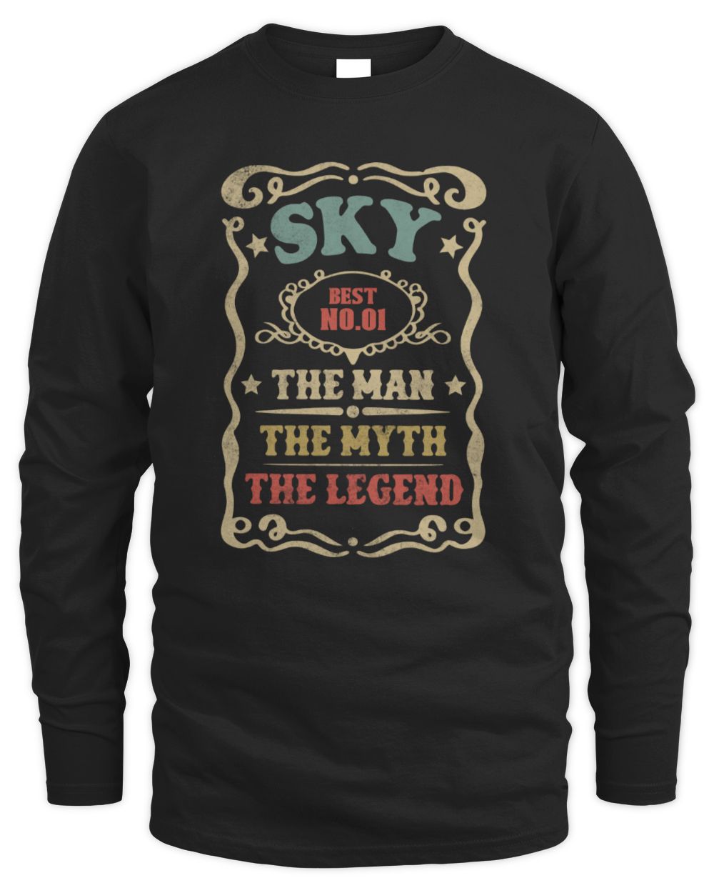 The Man The Myth The Legend Vintage Gold Wine Shirt SKY M1-52 / Men's Long Sleeved T-Shirt / black