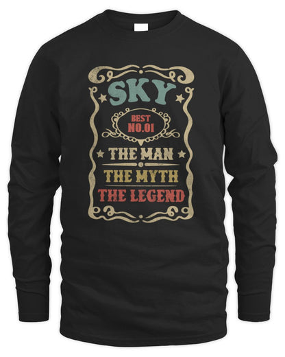The Man The Myth The Legend Vintage Gold Wine Shirt SKY M1-52 / Men's Long Sleeved T-Shirt / black