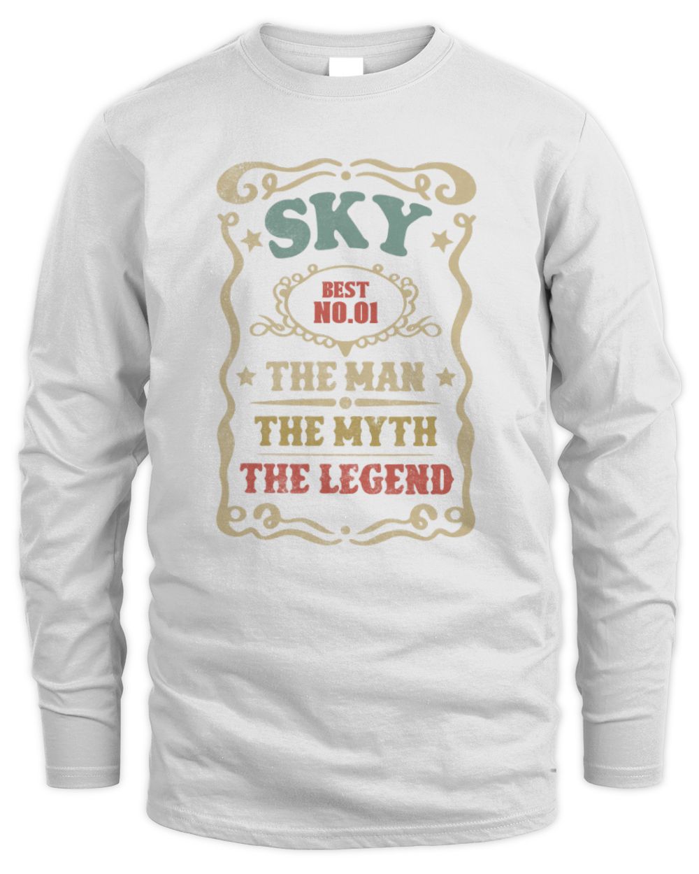 The Man The Myth The Legend Vintage Gold Wine Shirt SKY M1-52 / Men's Long Sleeved T-Shirt / white
