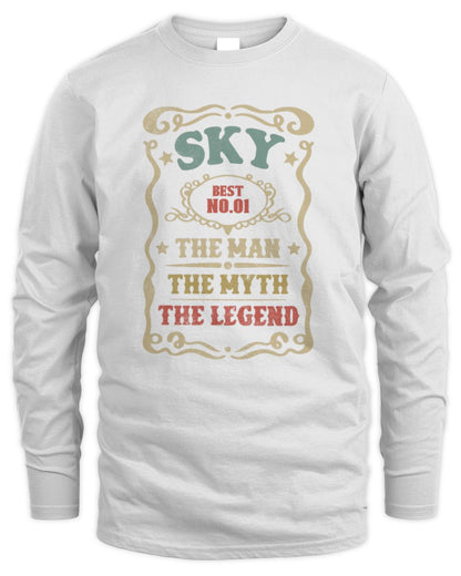 The Man The Myth The Legend Vintage Gold Wine Shirt SKY M1-52 / Men's Long Sleeved T-Shirt / white