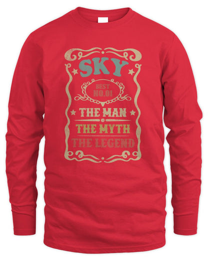 The Man The Myth The Legend Vintage Gold Wine Shirt SKY M1-52 / Men's Long Sleeved T-Shirt / red