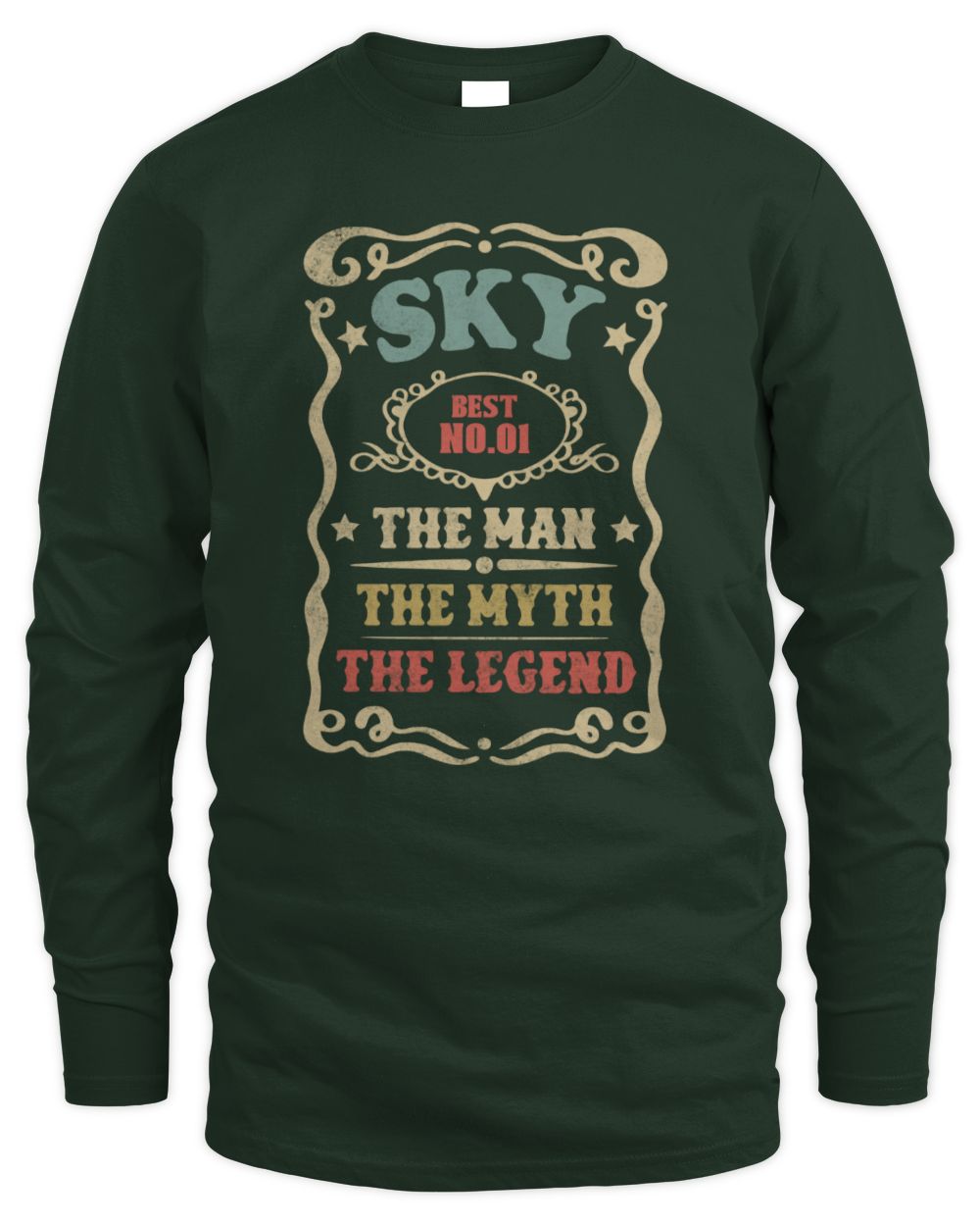 The Man The Myth The Legend Vintage Gold Wine Shirt SKY M1-52 / Men's Long Sleeved T-Shirt / forest green
