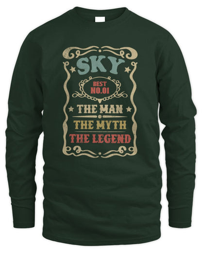 The Man The Myth The Legend Vintage Gold Wine Shirt SKY M1-52 / Men's Long Sleeved T-Shirt / forest green