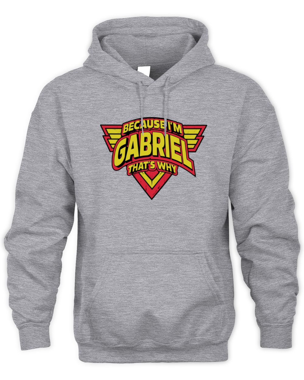 Because I'm Name That's Why Red and Yellow Logo Graphic T-Shirt GABRIEL M1-75 / Unisex Hoodie / sport grey