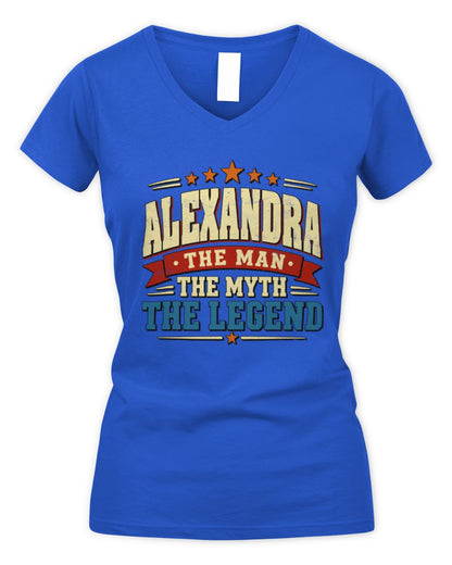 The Man The Myth The Legend Ribbon Vintage T-Shirt ALEXANDRA M1-56 / Women's V-Neck T-Shirt / royal
