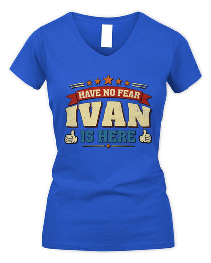 Have No Fear Your Name Is Here Cool Graphic T-Shirt IVAN M1-71 / Women's V-Neck T-Shirt / royal